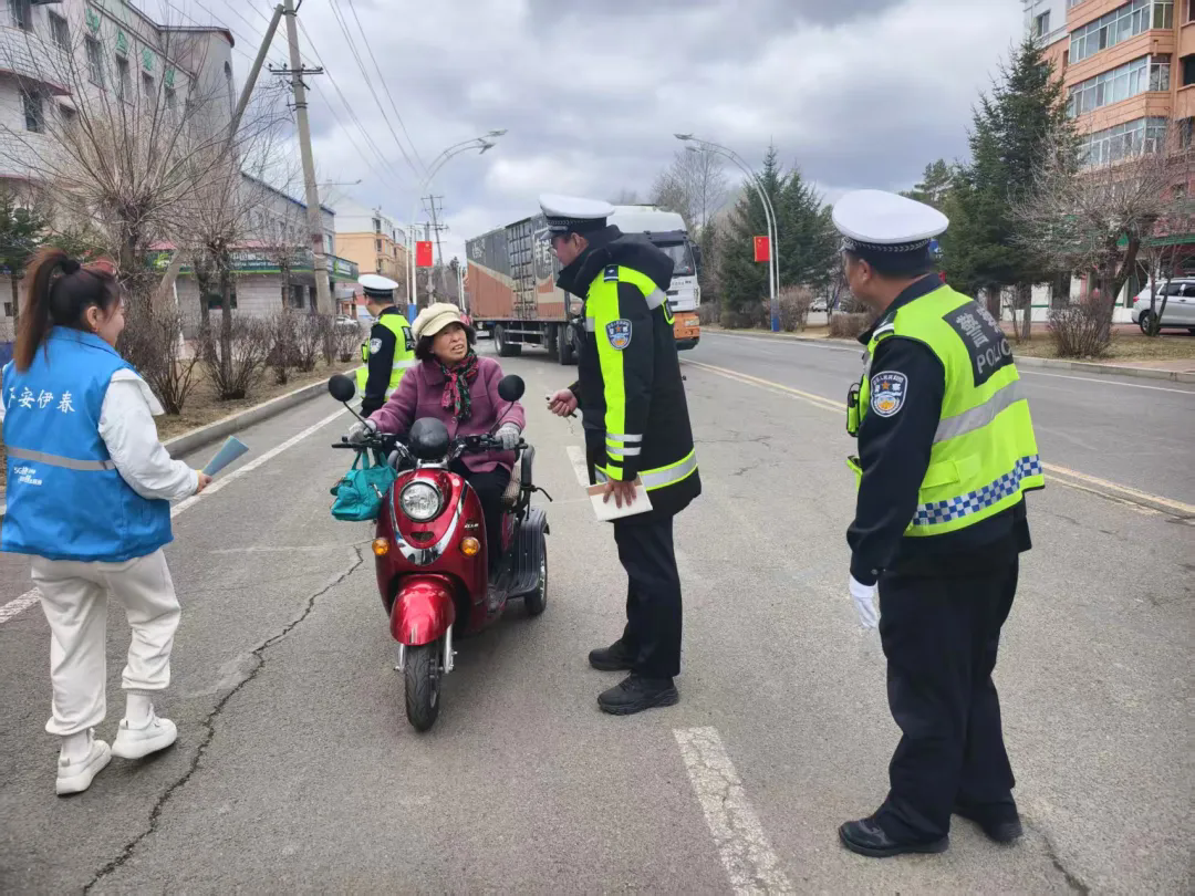红星镇前进社区联合丰林县交通管理大队开展文明出行宣传活动